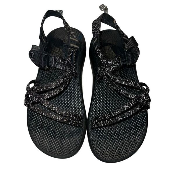Chaco ZX3 Womens Size 9 Black White Three Strap Classic Toe Loop Sport Sandals - Picture 1 of 11